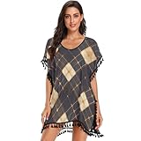  Copricostume da bagno da donna a quadri in rame a quadretti per costumi da bagno, Plaid Rame a quadretti, M