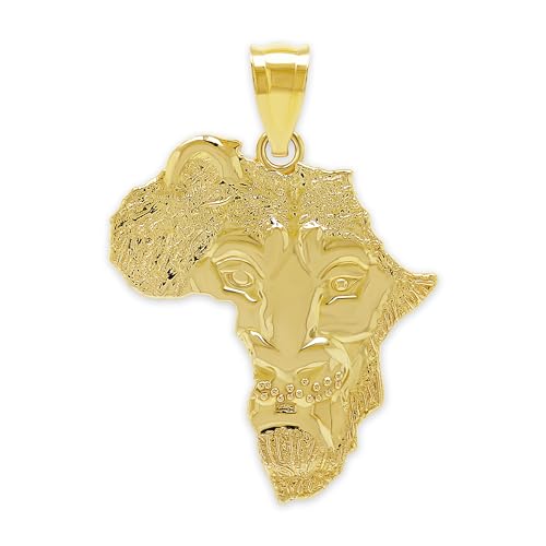 Gold Africa Charm Pendant - 10 Karat Gold - Africa Continent Jewelry