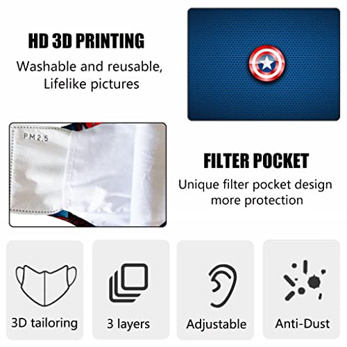 Asoonyum 5Pcs Cotton Masks For Kids Boys Child Washable Reusable Adjustable Cloth Madks Facemask With Filter Pocket 3 Layer Mascarillas Para Niños Gift #TOP3