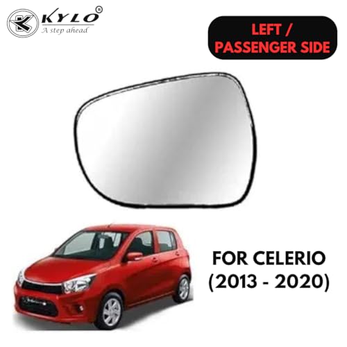 Image of KyloXtreme Celerio T-1 (2013-2020) Passenger Side (Left Side) Car Side Mirror Glass /Tukdi /Sub Mirror Plate