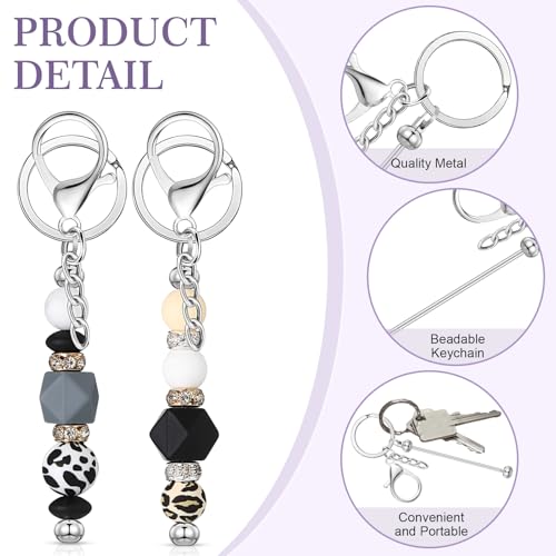 Tondiamo 96 Pcs Beadable Keychain Bars Bulk for Beads Blank Keychain, DIY Keychains Making Supplies for Crafts Making Gift(Sliver) by Tondiamo - Used condition - US$28.74