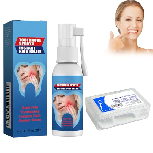 2PC Spray Analgésico Dental 20ml y 1PC Hilo Dental, Spray Portátil De Dolor De Muelas, Spray Bucal Gingival, Alivia El Dolor De Las Encías Inflamadas, Las Caries, Y Las Caries Dentales, lipmask1-15