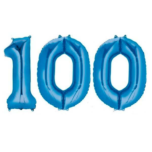 Selibration.com Solid 100 Number Numeric Digit Blue Foil Balloon 32" Inch Party Decoration Supplies