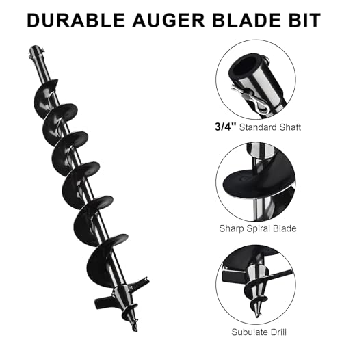 Grondboorboor voor op gas werkende paalhekgatgravers 31,5" diep 4" tuingrond spiraalboor voor paalgatgraver bollenbedden graven plant snelle planter (4") - Afbeelding 4