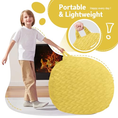 Image of 2FT Bean Bag Chair,Giant Bean Bag Chairs for Adults,Big Bean Bags with Memory Foam Filled, Large Beanbag Chairs with Chevron Plush Cover-Yellow