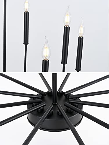 Qamra Farmhouse Black Chandelier For Dining Room, 12-Light Modern Candle Chandelier Light Fixture, Rustic Industrial Chandeliers Lighting For Living Room, Kitchen, Staircase, Entryway, Ul Listed #TOP5