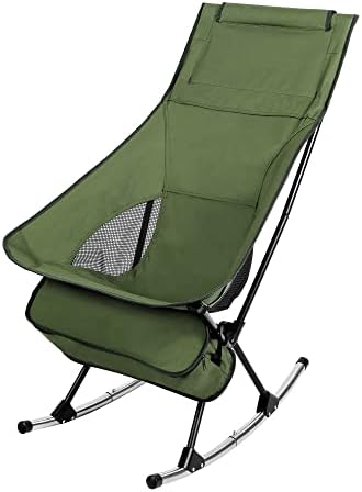Outplea Rocking Camping Chairs for Adults Compact, High Back Folding Camping Chair with Detachable Rocking Feet, Portable Rocking Chairs for Picnic Beach Lawn
