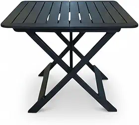 Conjunto Mesa Quadrada Dobrável com 2 Cadeiras – Plástico Reforçado e Resistente – Cor Preta (Mesa (1 peça))