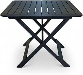 Conjunto Dobrável de Mesa e 2 Cadeiras – Ideal para Varanda, Jardim ou Camping | Preto (Mesa (1 peça))