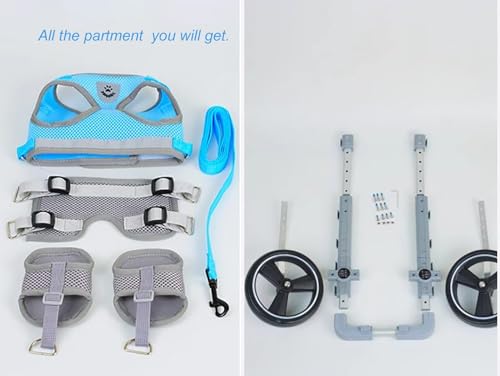 Silla de ruedas para perros discapacitados, carrito ajustable de dos ruedas con bandas reflectantes 6