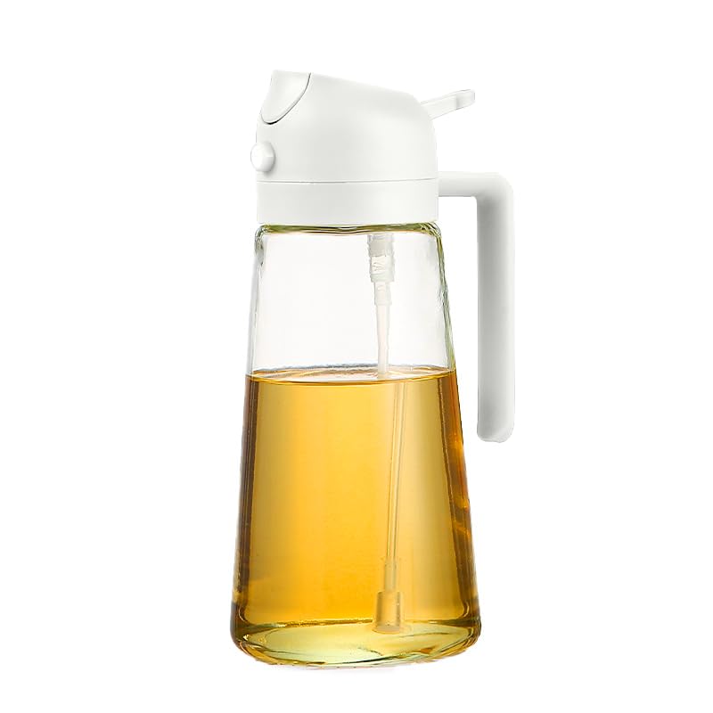 DOJASOHILMI Olive Oil Spray Bottle 470ml - 2 in 1 Olive Oil Dispenser Bottle, For Air Fryer, Salad, Cooking, BBQ Kitchen Accessories, Kitchen Gadgets