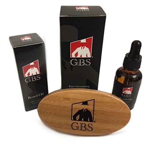 G.B.S Advance Conditioning Beard Kit, Wooden Handle Boar Bristle Beard Brush and Unscented Conditioning Beard Oil
