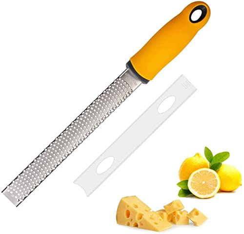 Lemon Zester, Cheese Grater, Parmesan Cheese, Ginger, Garlic, Chocolate, With Razor-Sharp Stainless Steel Blade, Protective Cover And Cleaning Brush, Dishwasher Safe #TOP6
