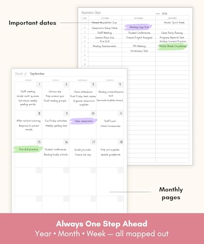 Image of Lamare Teacher Planner 2026-2027 Academic Year - Undated Lesson Plan Book | Plan Smarter, Teach Better | Teacher Calendar & Undated Planner for Classroom Organization | Teacher Must Haves
