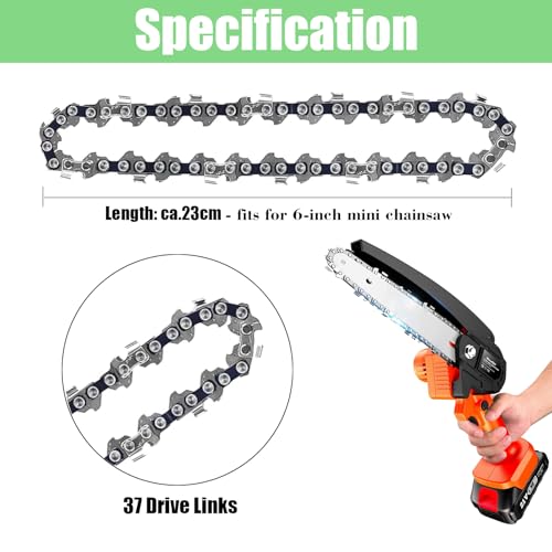 WIRSHO 5 PCS 6 Inch mini Chainsaw Chain for 6 Inch (15 cm) Guide Bar, 6" - 37DL - Image 2