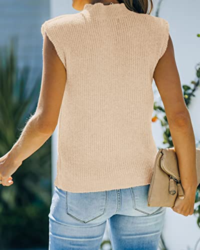 Image of Elitechoice Women's Sleeveless Sweater Vest Summer Mock Neck Casual Pullover Lightweight Tops 2025