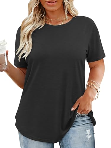 Image of VISLILY Plus-Size-Tops for Women Casual Short Sleeve T Shirts Trendy Tie Dye Crewneck Tees Comfy Loose Fit Tunics XL-5XL