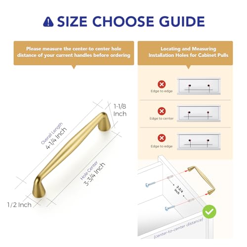 Image of Ravinte 10 Pack 3-3 /4 Inch Brushed Gold Kitchen Cabinet Handles Solid Zinc Alloy Cabinet Pulls Cupboard Hardware Drawer Handles