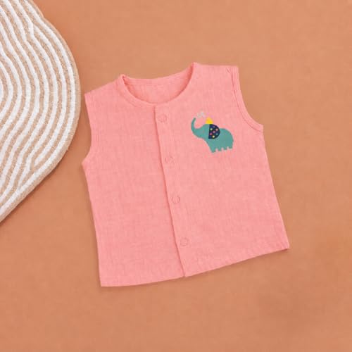 Image of Organic Crinckled Cotton Muslin Front Open Jabla |Cest Print Jhabla | for Newborn & Infants | All Season wear Jabala Baby Products | Sleeveless Vest | Assorted Pack of 3| Size -0-3 Months