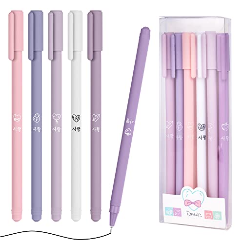 OFFCUP Canetas bonitas Kawaii de tinta de gel, 6 peças, 0,5 mm, presente de aniversário infantil escola prémios escolares - roxo