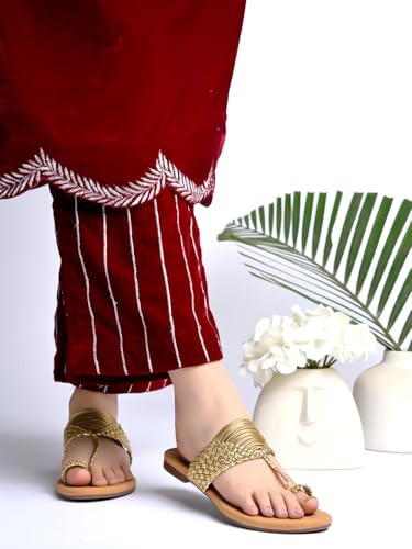 Image of Shoetopia Chic Comfort & Stylish Kolhapuri Flats For Women & Girls