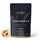 Caseína Micelar de HSN Evocasein 2.0 | Sabor Yogur Melocotón 500 g = 17 Tomas por Envase | Proteína Lenta Digestión para Antes de Dormir | No-GMO, Vegetariana, Sin Gluten