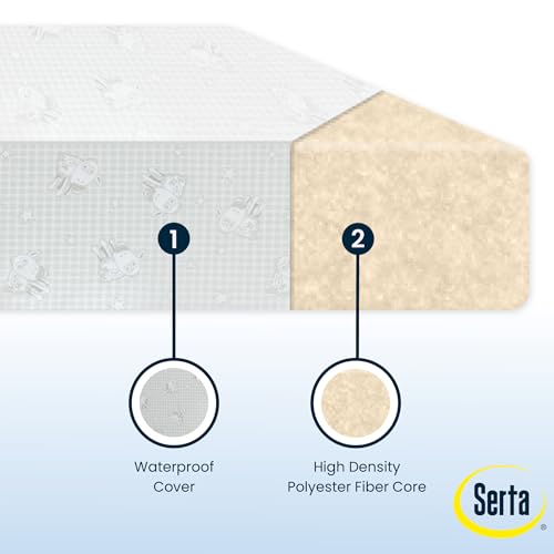 Image of Serta Perfect Slumber Dual Sided Crib and Toddler Mattress - Waterproof - Hypoallergenic - Premium Sustainably Sourced Fiber Core -GREENGUARD Gold Certified (Non-Toxic) -7 Year Warranty - Made in USA