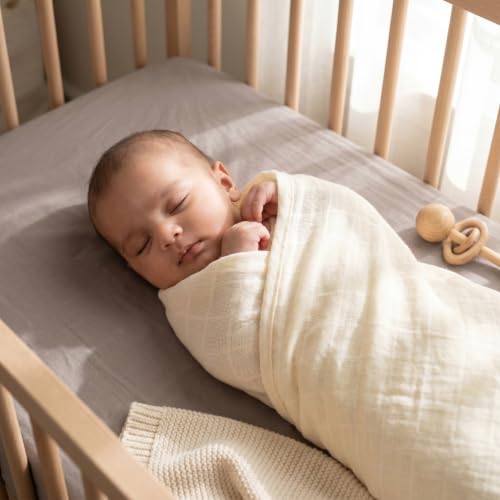 Image of The White Cradle Muslin Swaddle for Newborn Baby, Organic Cotton Wrap Off White