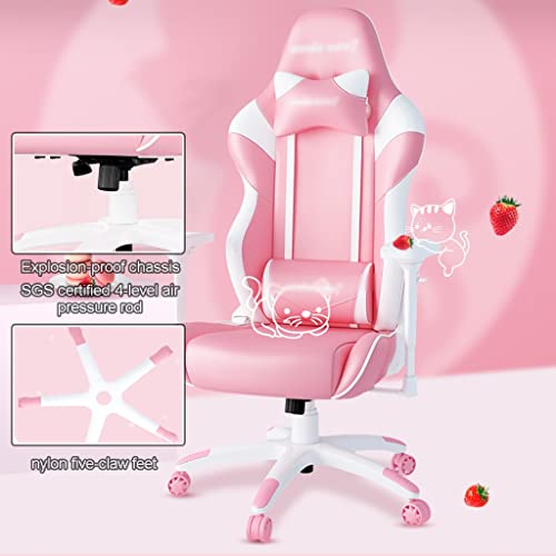 ZYCSH Sedia da Gioco Rosa Fresco Tenero per Ragazze, Sedia Gaming con Reclinabile 160°, Portata 150 Kg/330,7 Libbre - Sedia gaming - Immagine 6