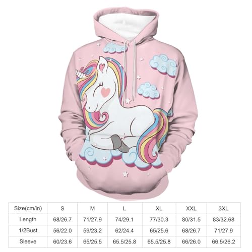 Sweats à capuche manche longue pull licorne rose UMENG femme homme - 2