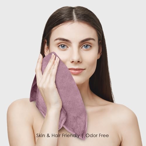 Image of HOUSSE Microfiber Face Towels | Ultra Absorbent, Odour-Free, Quick Dry 450 GSM Face Towel for Home, Gym, Travel, Running and Personal Use | 30x30 cm | Set of 4 in One Colour (Rose Taupe, Pack of 4)