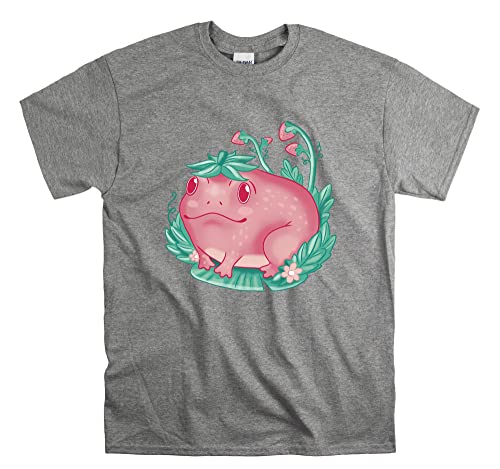 T-shirt grenouille fraise gris XXL pour homme et femme, un haut mixte en coton confortable