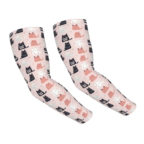 TZTTZT Manicotti colorati con stampa di gatti carini per uomini e donne, protezione solare raffreddamento pallavolo maniche braccio