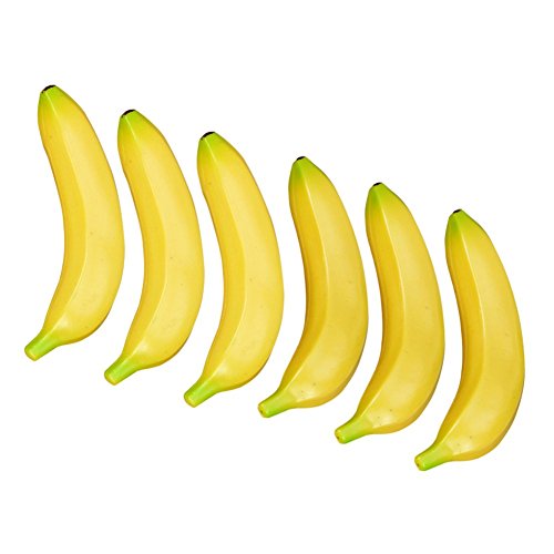 6 Pcs Artificial Banana Bananas Plastic Yellow Decorative Fruit