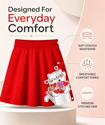 Image of KYDA KIDS Girls 100% Pure Cotton Skater Skirt with Attached Inner Shorts | Ideal for Summer Sports, Play & Casual Wear | Comfortable Fit for Girls Aged 2-16 Years