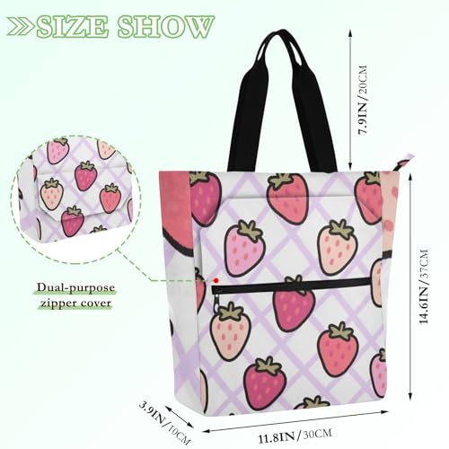 Bolsa de mano para niños y estudiantes con divertido diseño de fresas 4