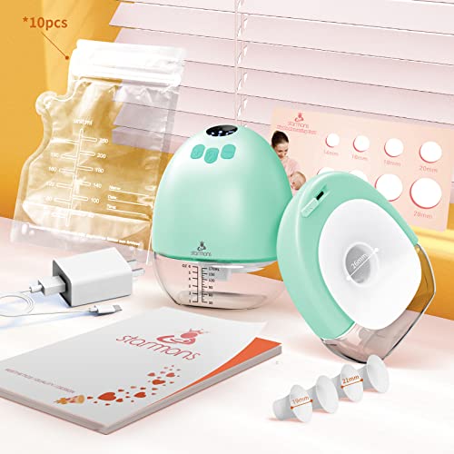 Starmons Double Wearable Breast Pump, Portable Breast Pump, Hands-Free Electric Breast Pump With 3 Pumping Modes & 9 Suction Levels, Breastfeeding Pump For Travel Office Outdoor #TOP1