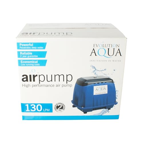 Evolution Aqua Air Pump – Quiet Fish Oxygen Pump & Pond Aerator for Outdoor Ponds, Koi Ponds, Fish Tanks | Reliable Oxygenator with Air Stones | Models 70–150 LPM (130 LPM)