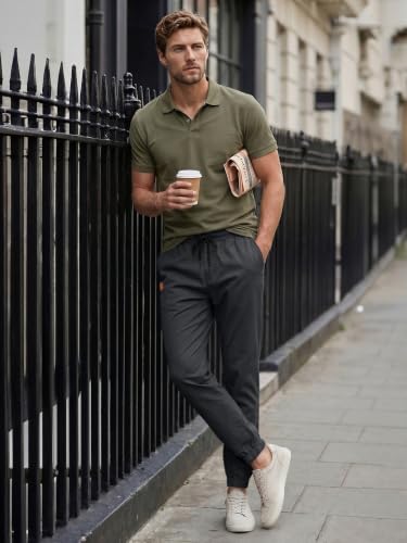 Image of JMIERR Mens Cotton Stretch Joggers Casual Twill Athletic Track Pants