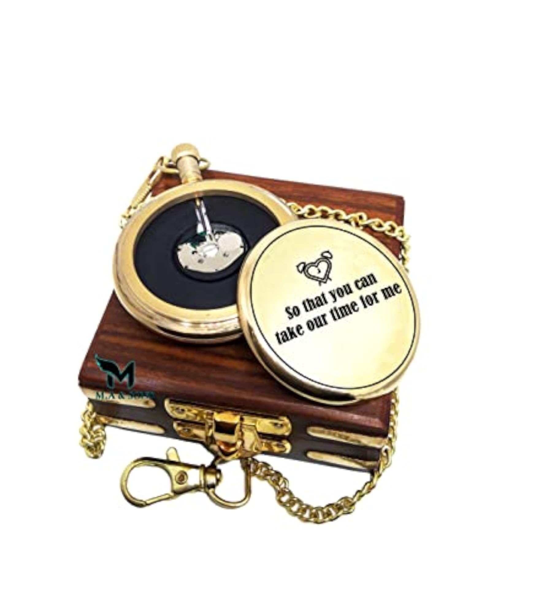 COMPASS Unisex Brass Pocket Analog Watch with Chain