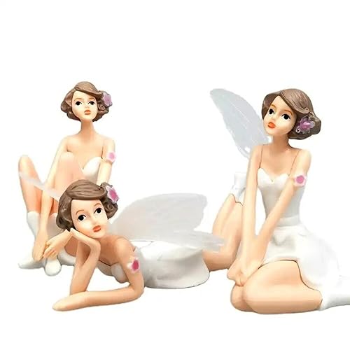 Image of Fairy Trio: 3-Piece Toy Set /Decoration Items for Cake /Home /Office Table & It Can be Used as Playing Mini Fairy Toys for Girls (White)