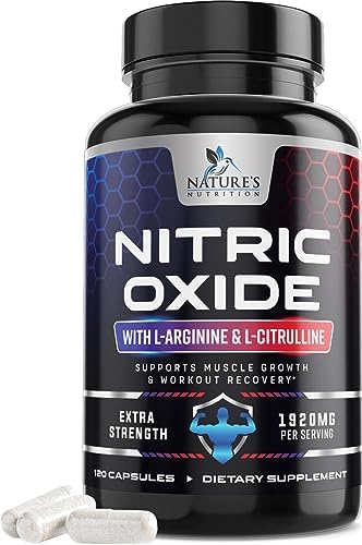 Nitric Oxide Booster Supplement w/L-Arginine 1920mg Highest Potency Muscle Pump 120 Capsules