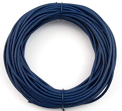 Blue Natural Dye Round Leather Cord 2mm 10 Meters(11 Yards)