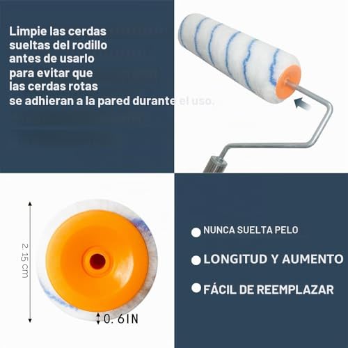 Miniatura 2 de Rodillo De Pintura Para Pared, Rodillo De Pintura, Rodillo De Pintura, 3 Unidades De Rodillo De 23 Cm, Barra Gruesa De 17-83 Pulgadas, Barra Telescópica De Aleación De Aluminio, Pincel De Pared Para