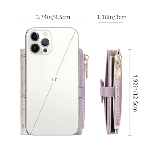 Image of GAEKEAO Small Wallets for Women RFID Blocking Bifold Floral Vegan Leather Wallet Card Holder with ID Window & Zipper Pocket