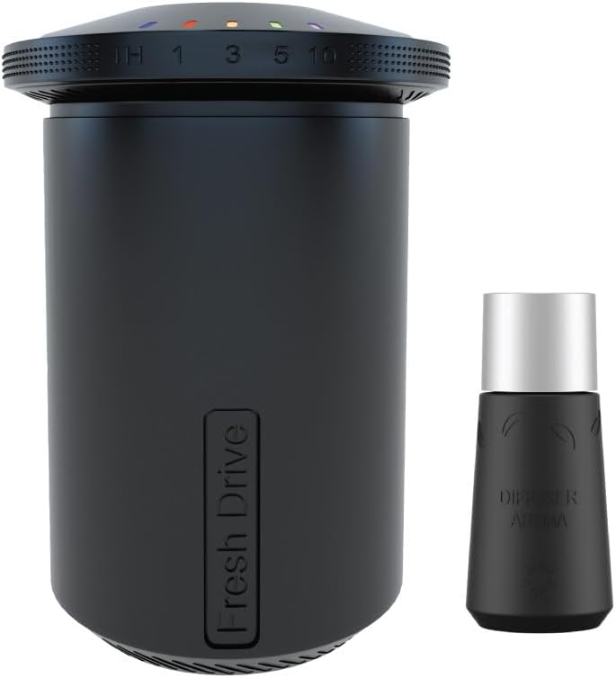 Combo Pack - Dr Scent Car Diffuser Fragrance Machine (Black) with Portable Aroma (10ml) (Event)