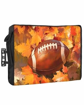 DecorLovee Outdoor TV Cover 80 to 85 Inches Weatherproof & Waterproof, Fall Football Outdoor TV Enclosure with Remote Control Pocket, Thanksgiving Maple Leaf Orange Yellow TV Screen Protectors