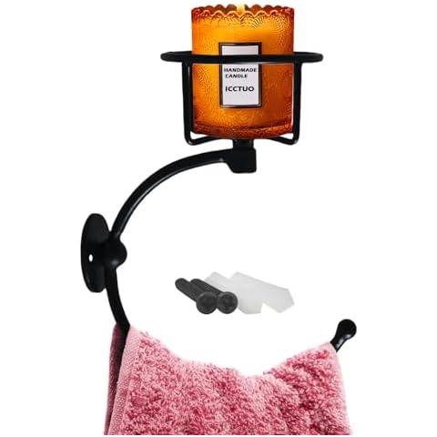 ICCTUO Black Towel Holder and Candle Rack Cover