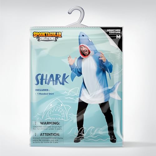 Spooktacular Creations Herren Hai-Kostüm für Halloween-Kostümparty für Erwachsene, Hai-Outfits, Tier-Mottoparty, Cosplay-Party(Blau, S)