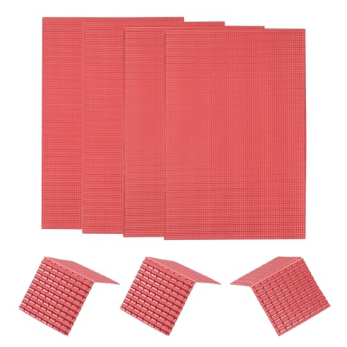 sourcing map Miniatur Dachziegel PVC Modell Dachziegel Mini Heimwerker Dachziegel Modell Bau Set für Modellbau Puppenhäuser Garten Schleifentisch 29.5x19.5cm/1.16x0.76 Rot Pack von 4 1:100